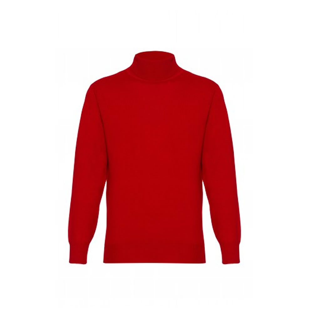 Lona Mens Red Polo Neck Jumper - 100% Cashmere | Exceptional Comfort ...