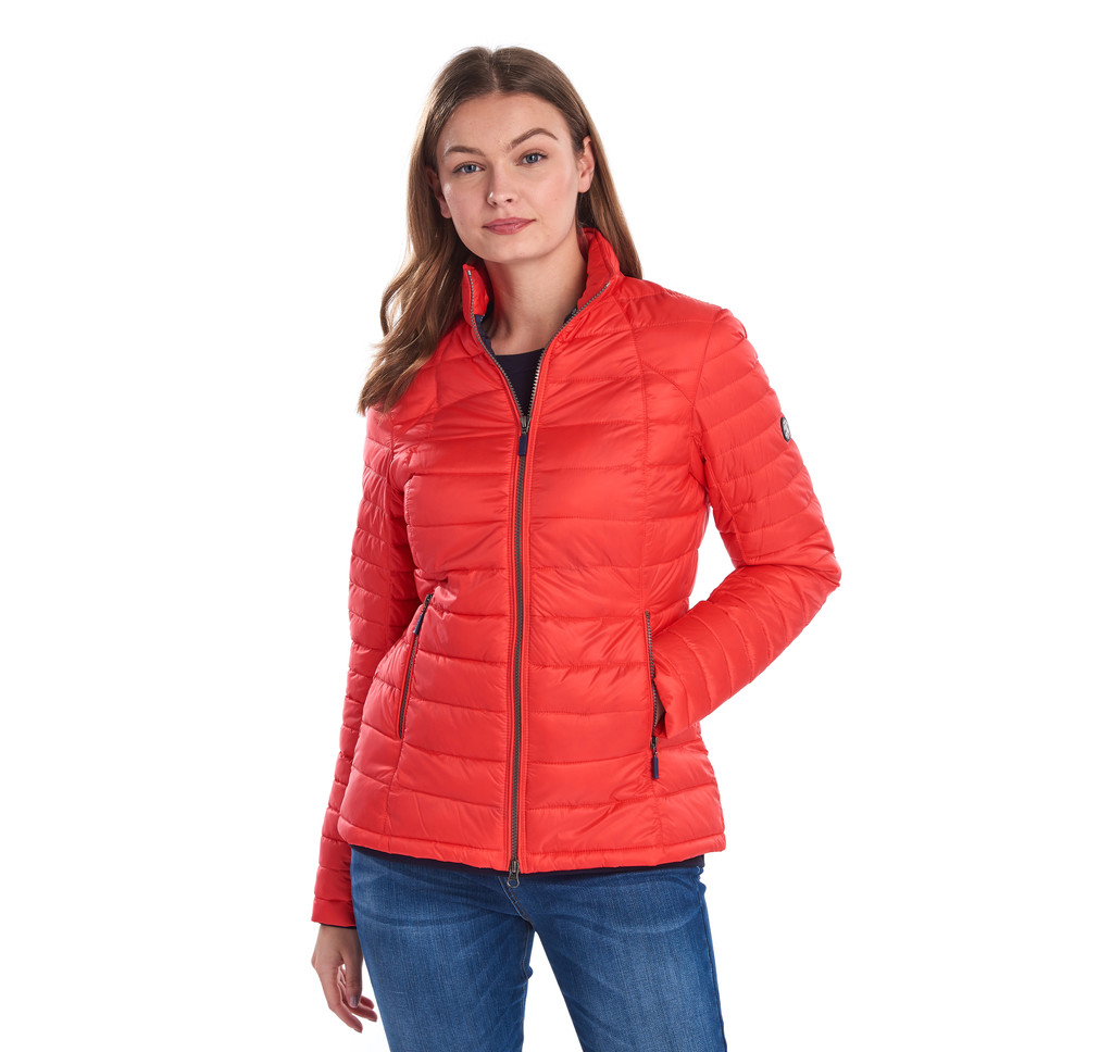 Barbour Ladies Daisyhill Coral And Navy Quilted Jacket LQU0905