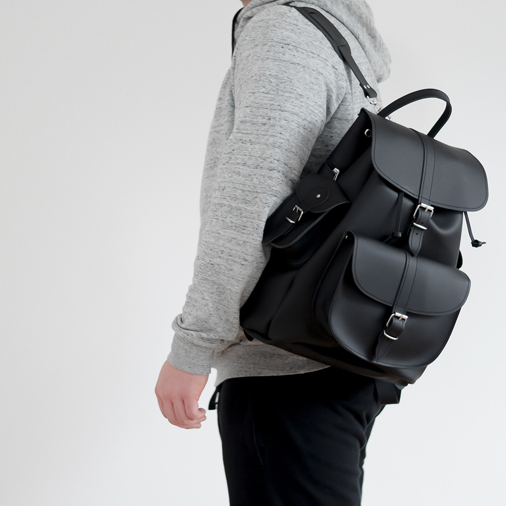 Grafea Actor Black Large Leather Backpack