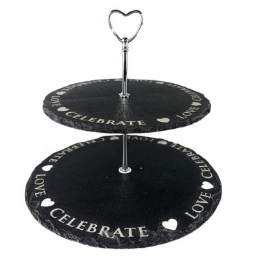 The Just Slate Company Slate 2 Tier Serving Stand 