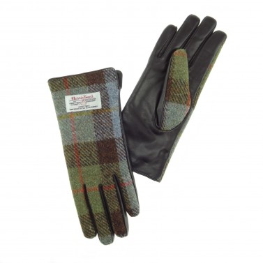 Harris Tweed Ladies MacLeod Tartan Leather Gloves