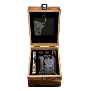 The Just Slate Company Highland Cow Drinks Set