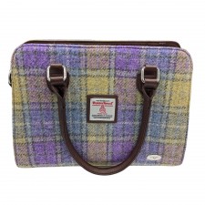 Harris Tweed Midi Tote Bag Findhorn in Muted Lilac And Green Check