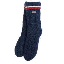 Barbour Men's Cable Knit Lounge Socks in Navy & Cranberry