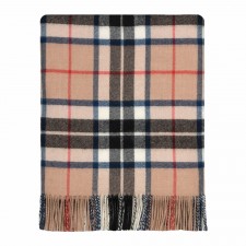 Lochcarron 100% Lambswool Camel Thomson Tartan Blanket