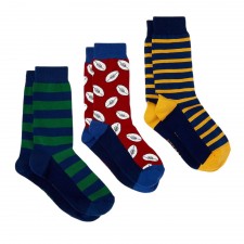 Joules Striking 3 Pack Cotton Socks in Rugby Icon