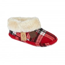 Jo & Joe Ladies Glenroyal Tartan Slippers in Red