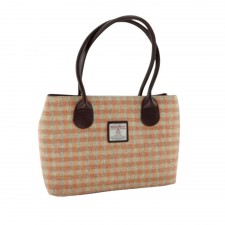 Harris Tweed 'Cassley' Tartan Classic Handbag In Coral Gingham