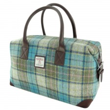 Harris Tweed 'Esk' Overnight Bag in Turquoise Tartan