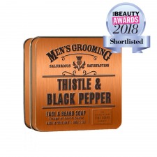 The Scottish Fine Soap Company Thistle &amp; Black Pepper Face and Beard Soap Tin 10...