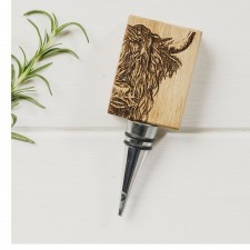Scottish Made Highland Cow Oak Bottle Stopper
