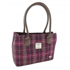 Harris Tweed 'Cassley' Tartan Classic Handbag In Purple Check
