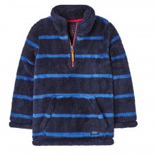 Joules Boys Woozle Quarter Zip Stripe Fleece in Blue Navy Stripe