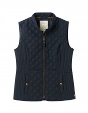 Joules Ladies Minx Diamond Quilted Gilet In Navy