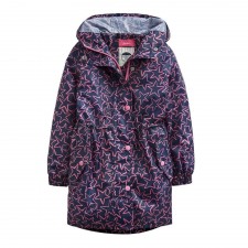 Joules Girls Go Lightly Packaway Waterproof Jacket in Navy Pink Star - 3 Years