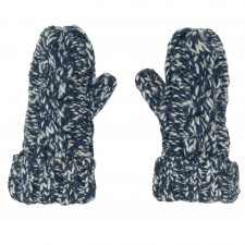 Aran Junior Cable Mittens in Navy Mix