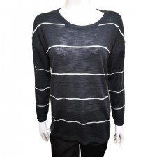 Hepburn Ladies Curve Back Stripe Jumper in Navy