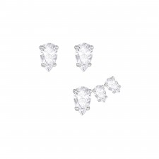 Swarovski White Attract Round Earrings, Rhodium plating 5408436