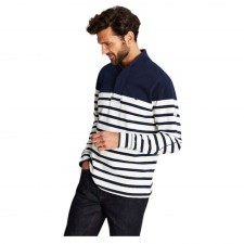Joules Men's Newell Quarter Zip Sweatshirt in Navy White Stripe