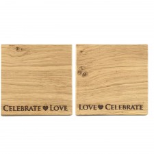 Scottish Made 2 Pack Love & Celebrate Oak Coasters