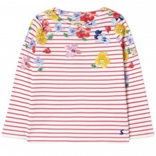 Joules Girls Harbour Print Long Sleeve T-Shirt in Floral Stripe
