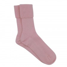 Gretna Green Ladies Light Pink Ribbed Cashmere Socks