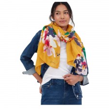 Joules River Lightweight Woven Printed Scarf in Gold Floral