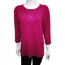 Casamia Ladies 3/4 Sleeve Magenta Swirl Jumper