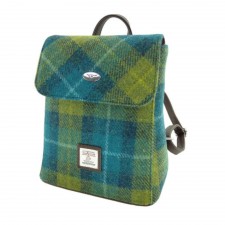 Harris Tweed 'Tummel' Mini Backpack Bag in Sea Blue And Green Check