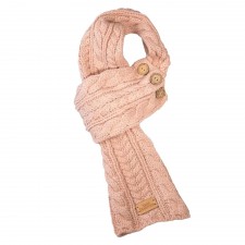 Aran Cable Button Scarf in Blush