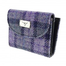 Harris Tweed 'Jura' Purse in Bold Purple Check