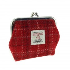 Harris Tweed 'Eigg' Small Clasp Purse in Red Check