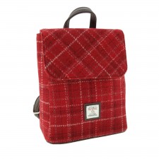 Harris Tweed 'Tummel' Mini Backpack Bag in Red Check