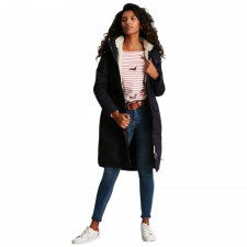 Joules Ladies Loxley Cosy Borg Lined Coat in Marine Navy