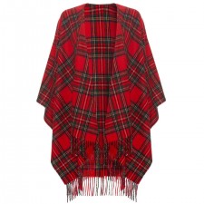 Lona Scott Cashmere Royal Stewart Tartan Ruana Wrap