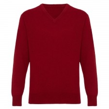 Lona Scott 100% Cashmere Mens V-Neck Jumper in Wine