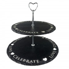 The Just Slate Company Slate 2 Tier Serving Stand