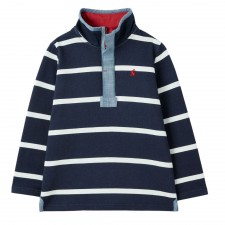Joules Boys Captain Stripe Sweatshirt in Navy Block Stripe