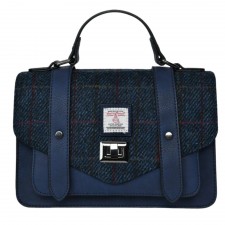Islander Large Satchel with Harris Tweed in Navy Over-Check