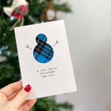 Hiya Pal Handmade Tartan Snowman Card