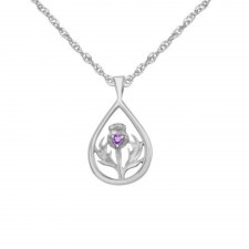 Hamilton & Young Silver Thistle Pendant Pear With Amethyst