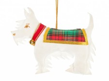 White Scottie Dog Christmas Decoration
