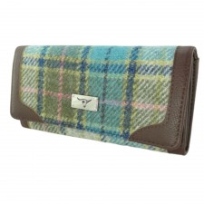 Harris Tweed 'Bute' Purse In Turquoise Tartan