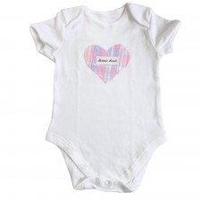 Cabbie Kids Bonnie Lassie Heart SS Vest in Pink & Purple Tartan