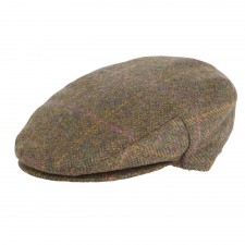 Barbour Men's Cairn Flat Cap in Olive Purple & Red