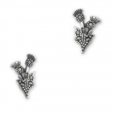 Hamilton & Young Scottish Thistle Silver Stud Earrings With Marcasite