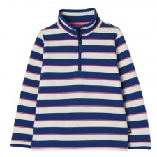 Joules Girls Fairdale Printed 1/2 Zip Sweatshirt in Blue Cream Stripe