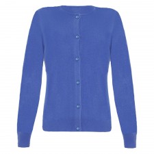 Lona Scott Ladies Crew Neck Cashmere Cardigan in Cornflower Blue UK M