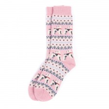 Barbour Ladies Terrier Fairisle Socks In Pink