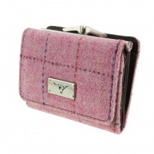 Harris Tweed Unst Small Purse in Bright Pink Overcheck